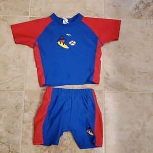 Boy's iplay rash guard and swim bottoms